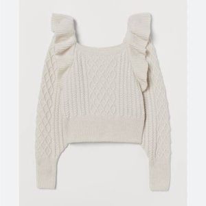 H&M Ruffle Square Neck Sweater